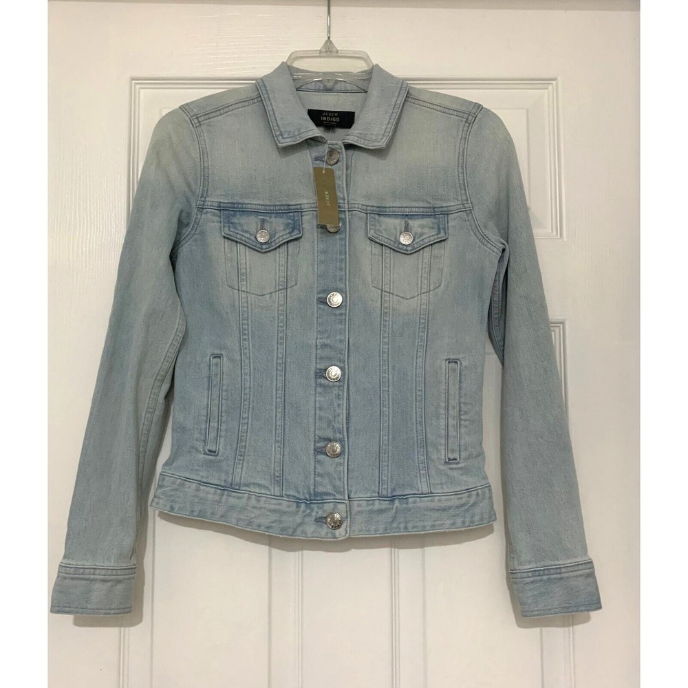 NWT J Crew Stretch Denim Fitted Jean Jacket Light Wash Womens XS 00 0 2 B8543
